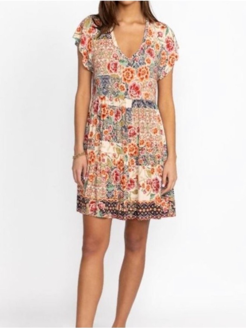Johnny Was Aztec Flower Tiered Hem Dress SZ XXS Women - Picture 3 of 8
